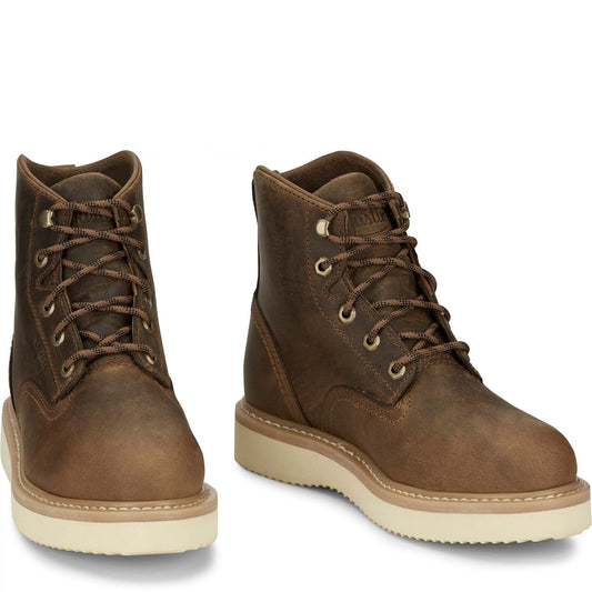 Justin Work Men's Maxwell 6" Steel Toe Lace-Up Boot - Peanut Tan (OW709) - Front View