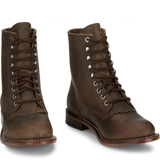 Justin Boots Men's Drennan 7" Lace-Up Roper Boot - Khaki (RP501) - Front View