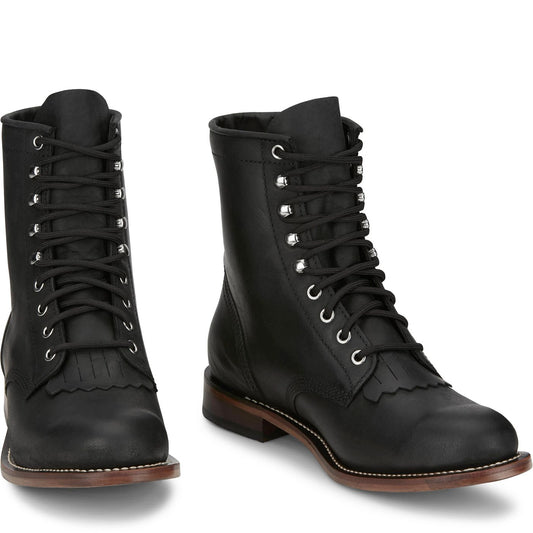 Justin Boots Men's Drennan 7" Lace-Up Roper Boot - Black (RP503) - Front View