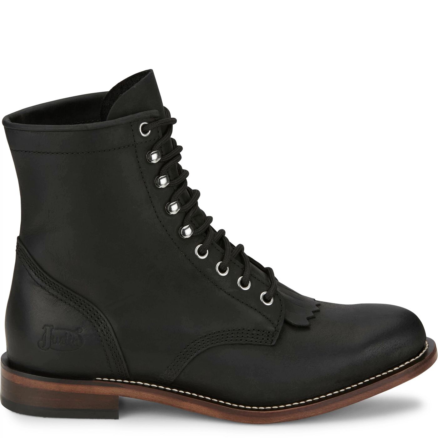 Justin Boots Men's Drennan 7" Lace-Up Roper Boot - Black (RP503) - View 3