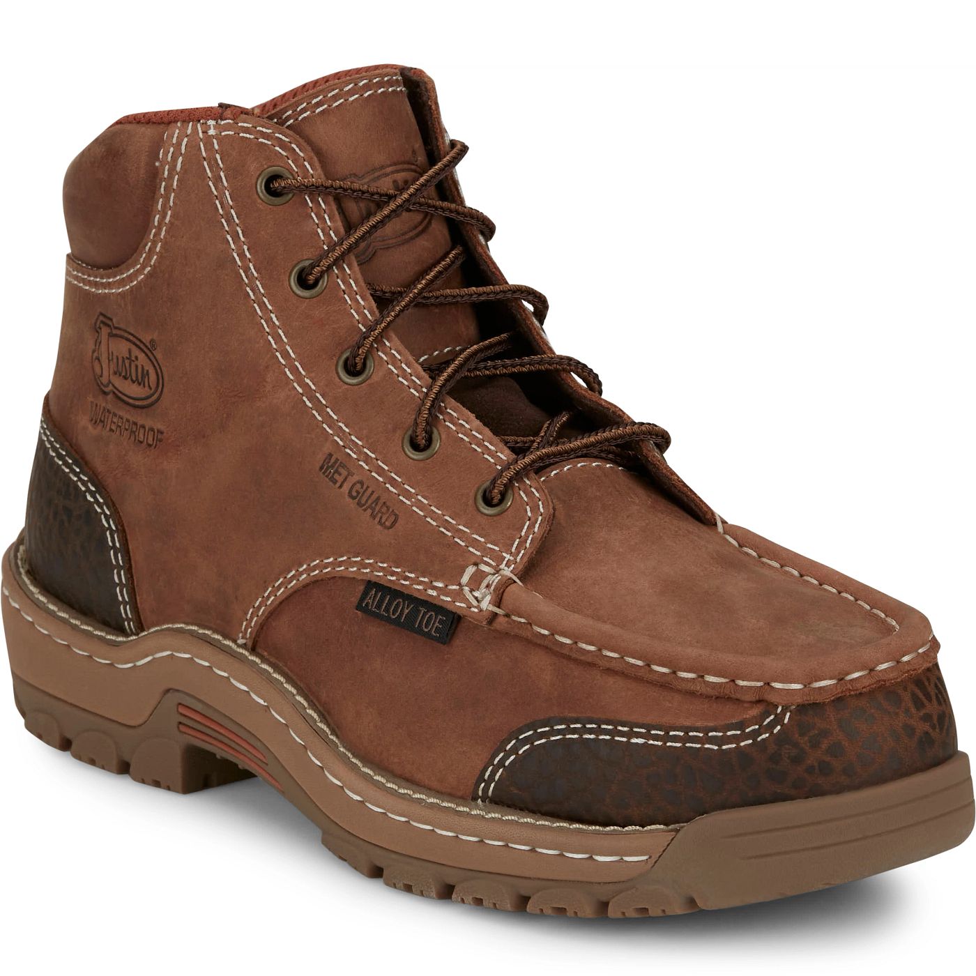 Justin Work Men's Corbett 5" Waterproof Alloy Toe Met Guard Boot - Barley Brown (SE255) - View 2