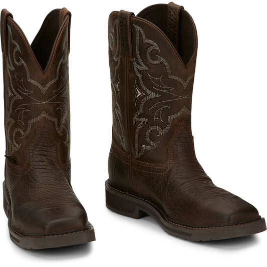 Justin Work Men's Amarillo 11" Steel Toe Boot - Aged Brown (SE4313) - Front View