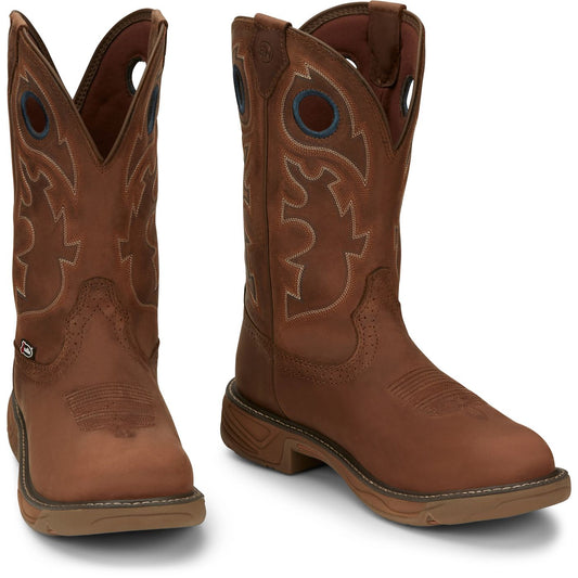 Justin Work Men's Rush 11" Waterproof Boot - Barley Brown (SE4332) - Front View