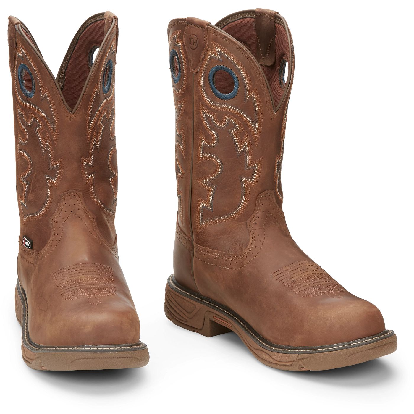Justin Work Men's Rush 11" Waterproof Nano Comp Toe Boot - Barley Brown (SE4334) - Front View