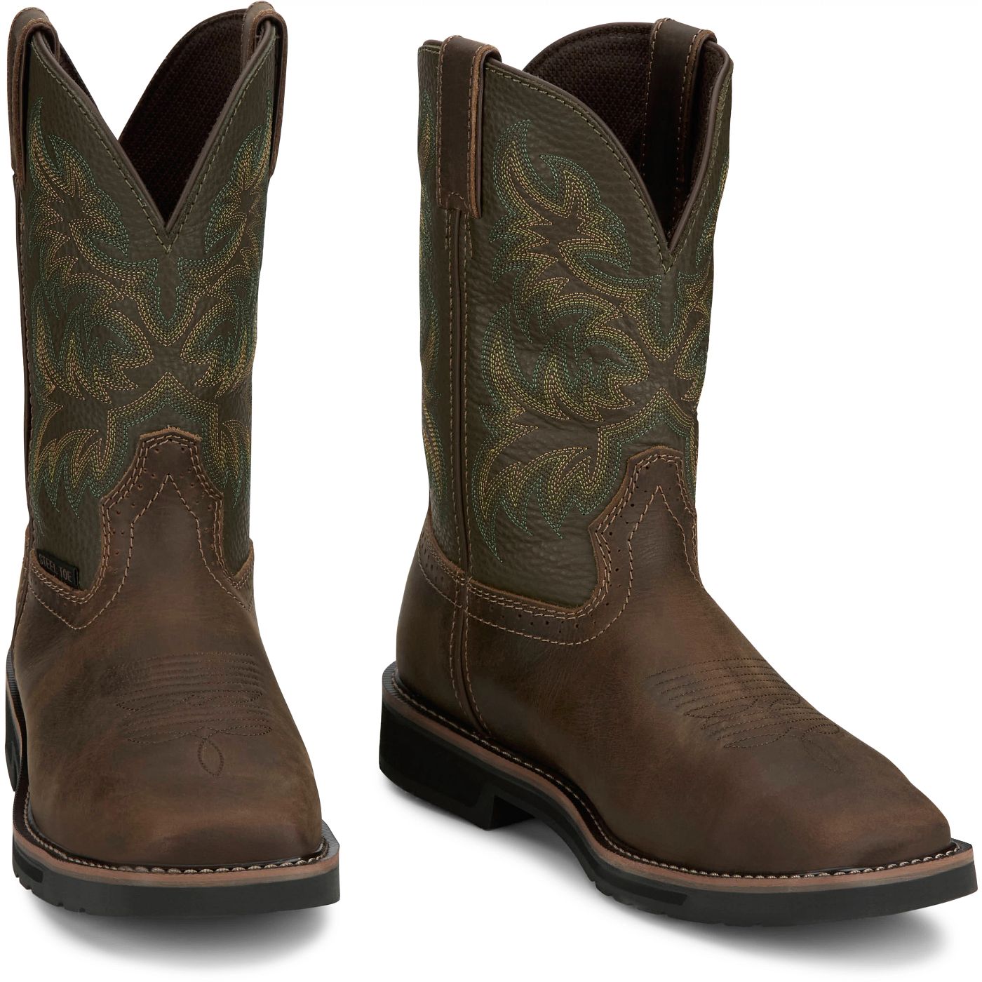 Justin Work Men's Keavan 11" Met Guard Steel Toe Boot - Dark Brown (SE4570) - Front View