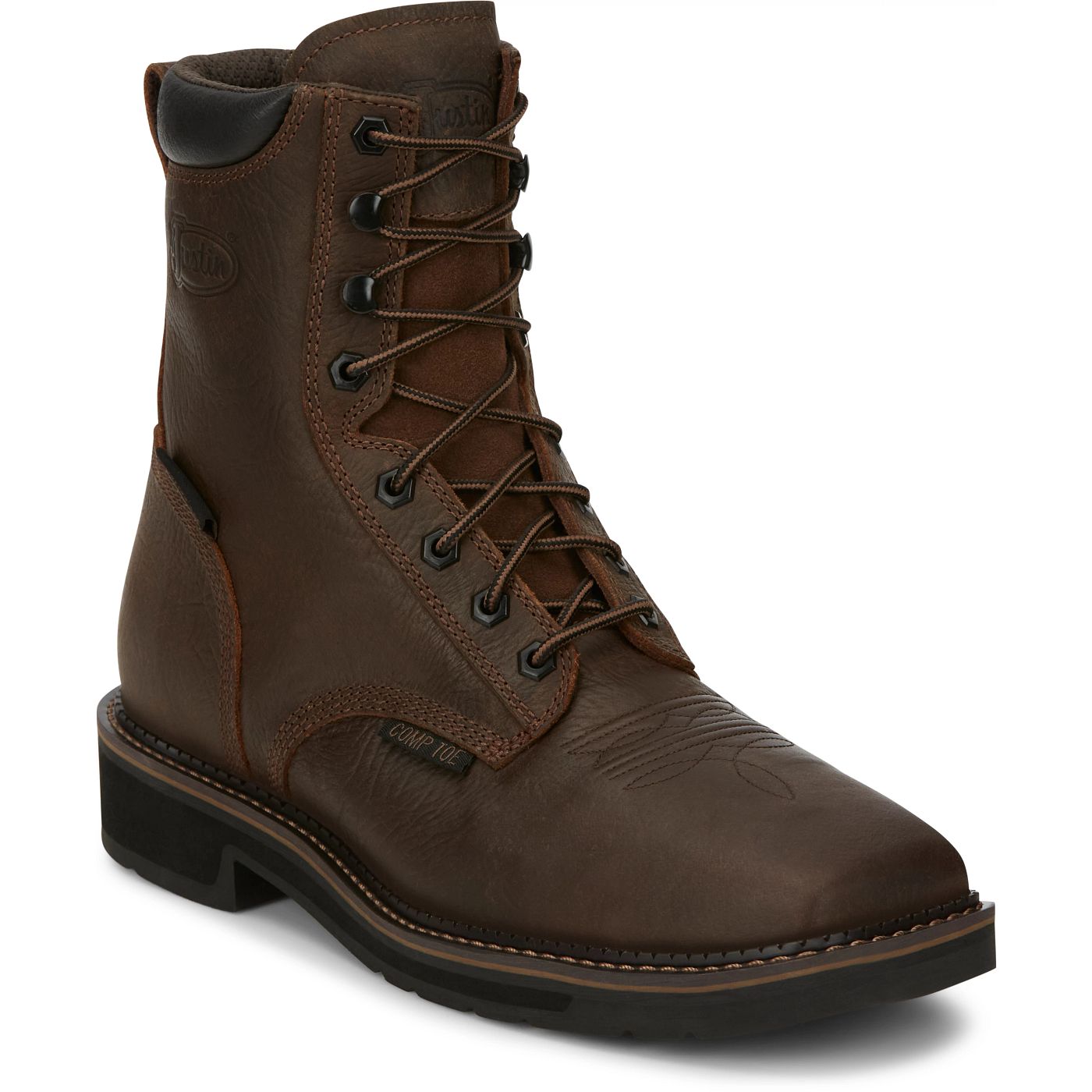 Justin Work Men's Driller 8" Waterproof Composite Toe Boot - Aged Bark (SE462) - View 2