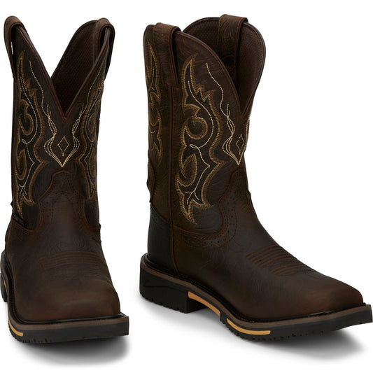 Justin Work Men's Joist 11" Waterproof Composite Toe Boot - Chocolate (SE4625) - Front View