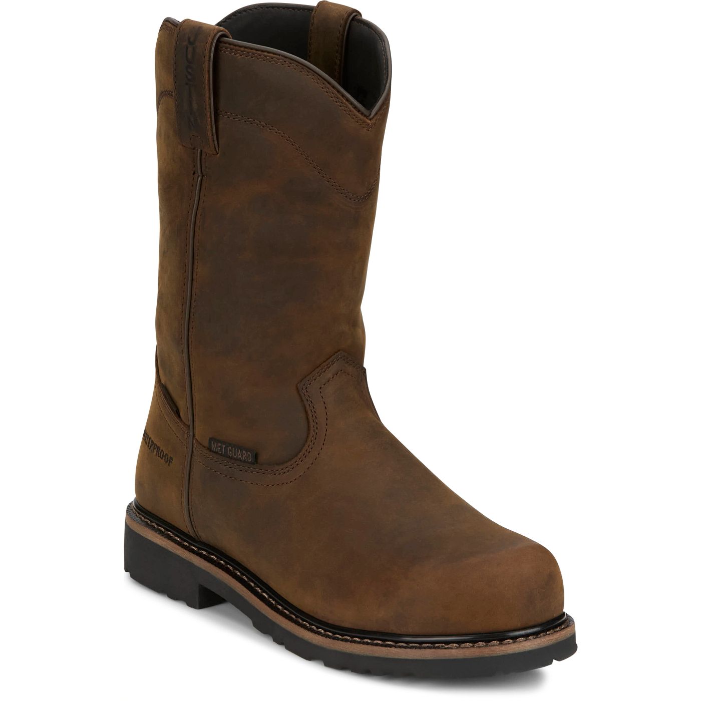 Justin Work Men's Pulley 10" Waterproof Met Guard Comp Toe Boot - Whiskey Brown (SE4630) - View 2
