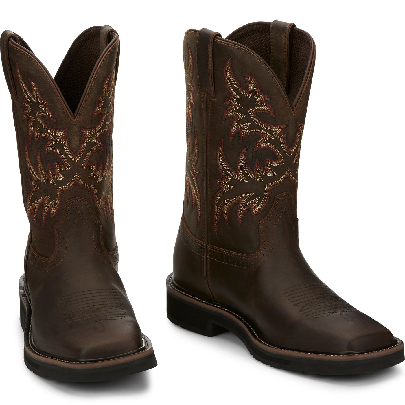 Justin Work Men's Driller 11" Work Boot - Dark Brown (SE4681) - Front View