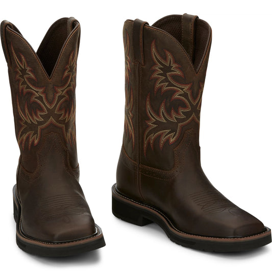 Justin Work Men's Driller 11" Work Boot - Dark Brown (SE4681) - Front View