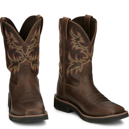 Justin Work Men's Driller 11" Waterproof Boot - Brown (SE4689) - Front View