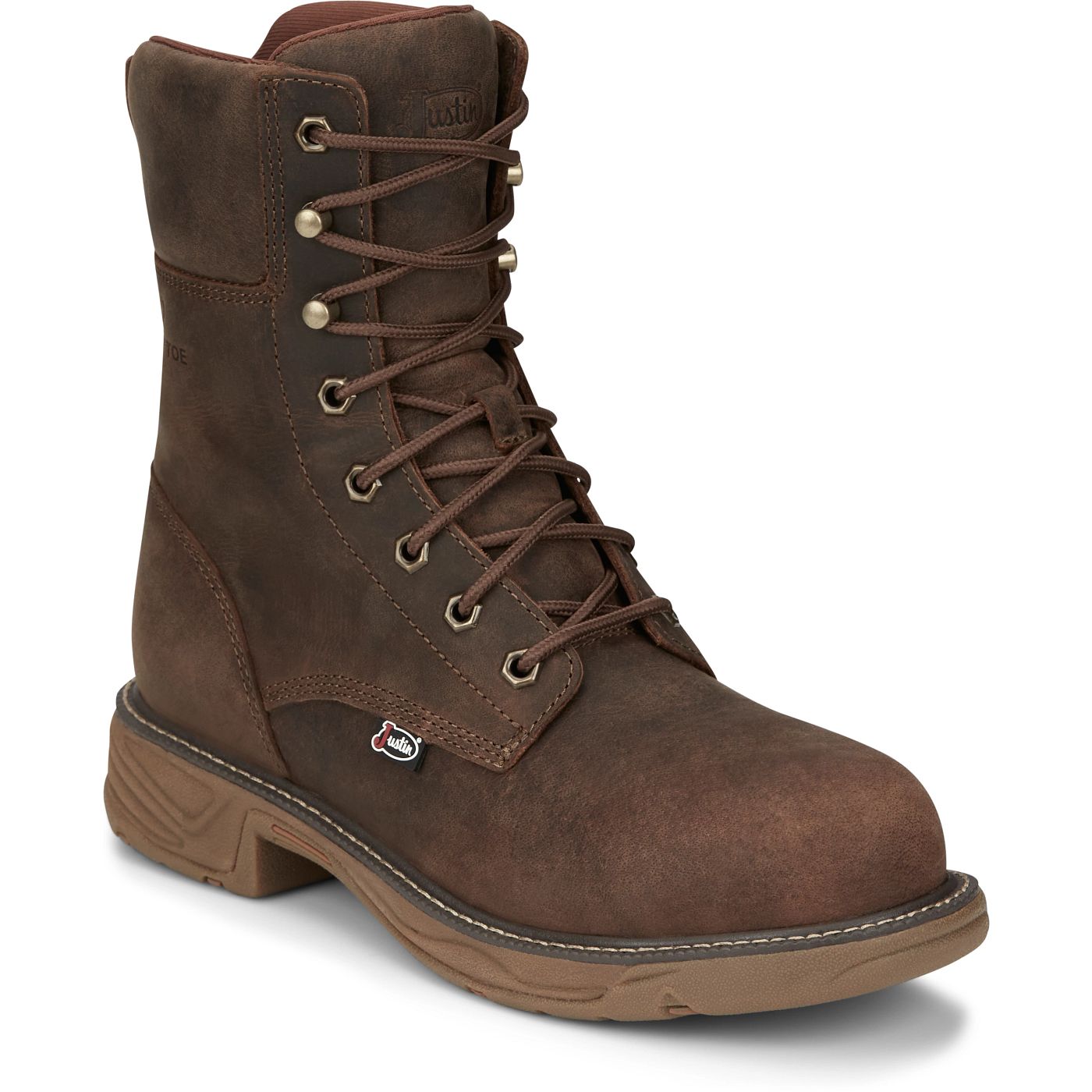 Justin Work Men's Rush 8" Waterproof Nano Comp Toe Boot - Pecan Brown (SE469) - View 2