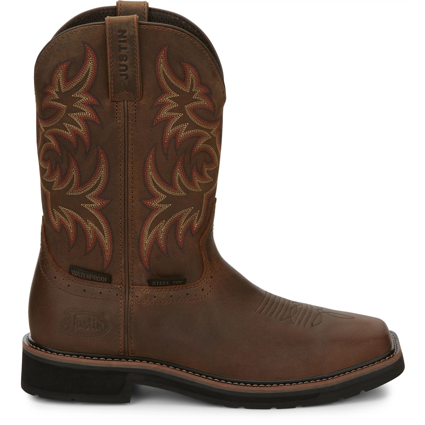 Justin Work Men's Driller 11" Waterproof Steel Toe Boot - Brown (SE4690) - View 3