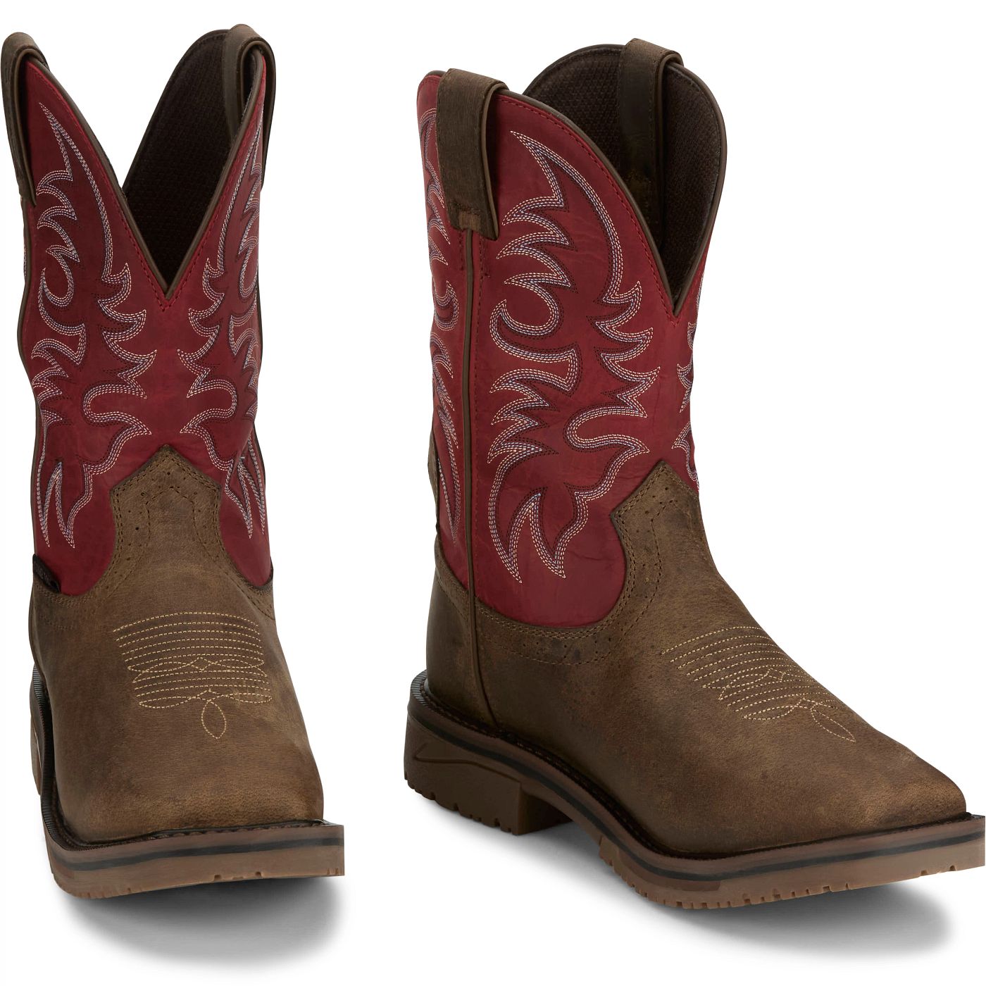 Justin Work Men's Thorn 11" Waterproof Met Guard Comp Toe Boot - Crimson Red (SE4753) - Front View