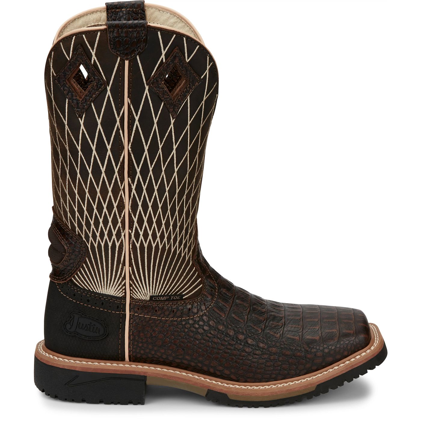 Justin Work Men's Derrickman 12" Composite Toe Boot - Brown (SE4833) - View 3