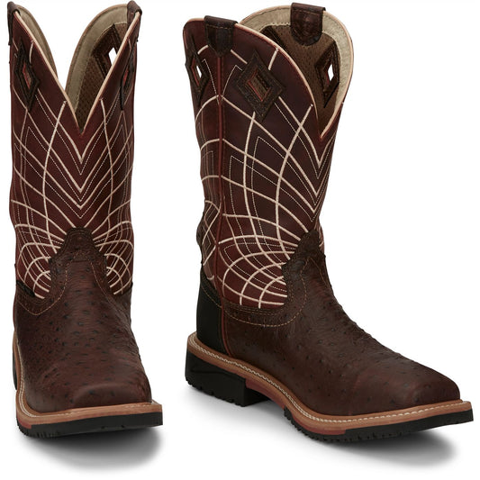 Justin Work Men's Derrickman 12" Waterproof Composite Toe Boot - Clay Red (SE4835) - Front View