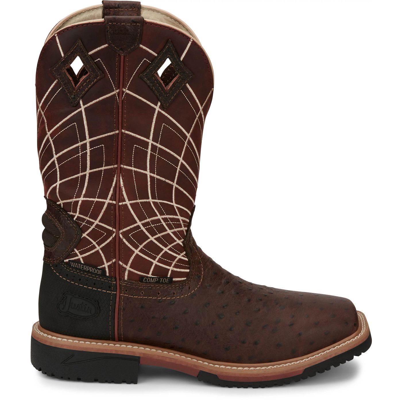 Justin Work Men's Derrickman 12" Waterproof Composite Toe Boot - Clay Red (SE4835) - View 3