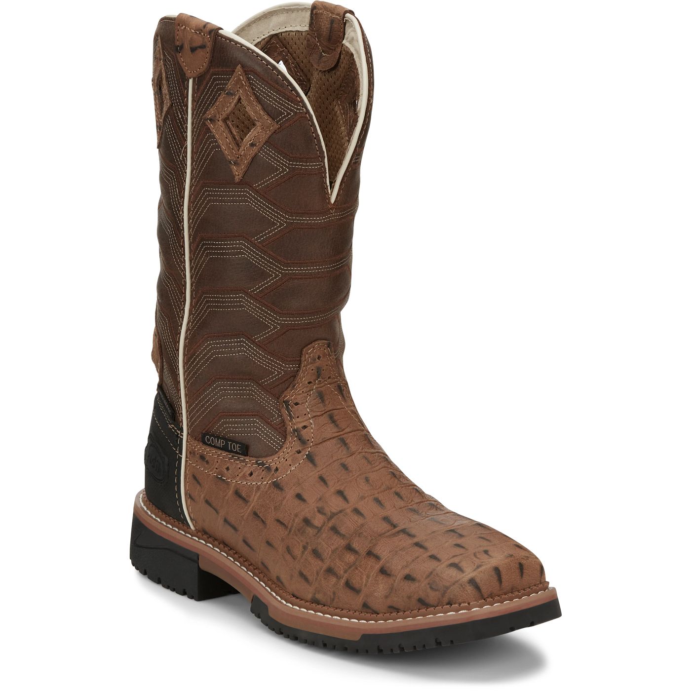 Justin Work Men's Derrickman 12" Waterproof Composite Toe Boot - Caramel Brown (SE4839) - View 2