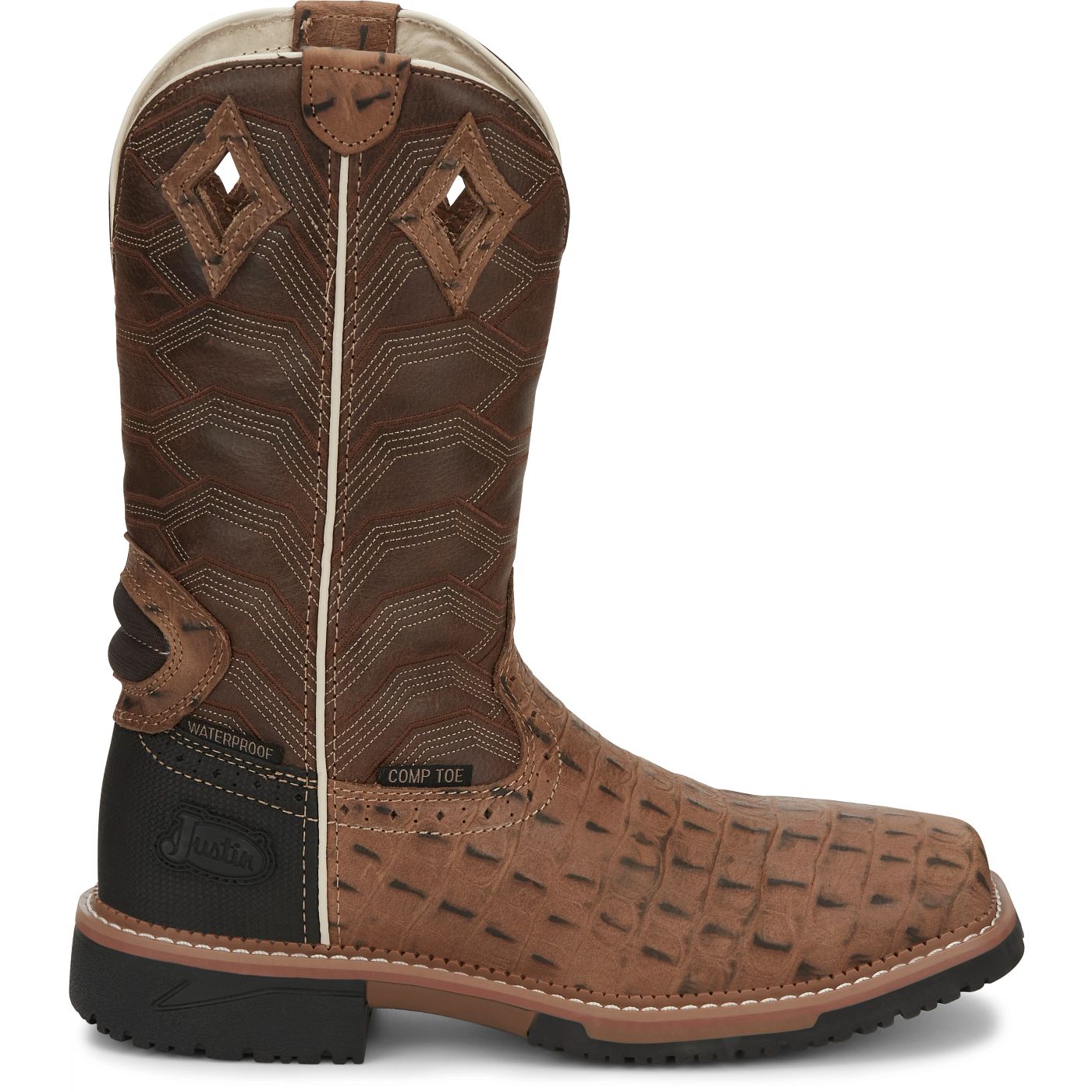 Justin Work Men's Derrickman 12" Waterproof Composite Toe Boot - Caramel Brown (SE4839) - View 3