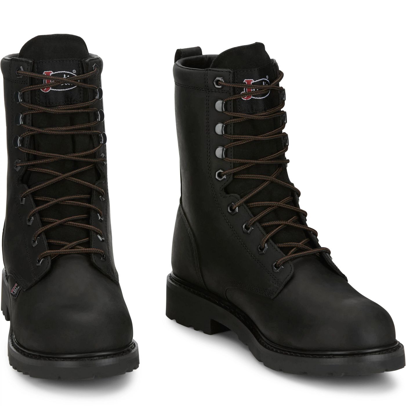 Justin Work Men's Truckton 8" Waterproof Steel Toe Boot - Onyx Black (SE636) - Front View
