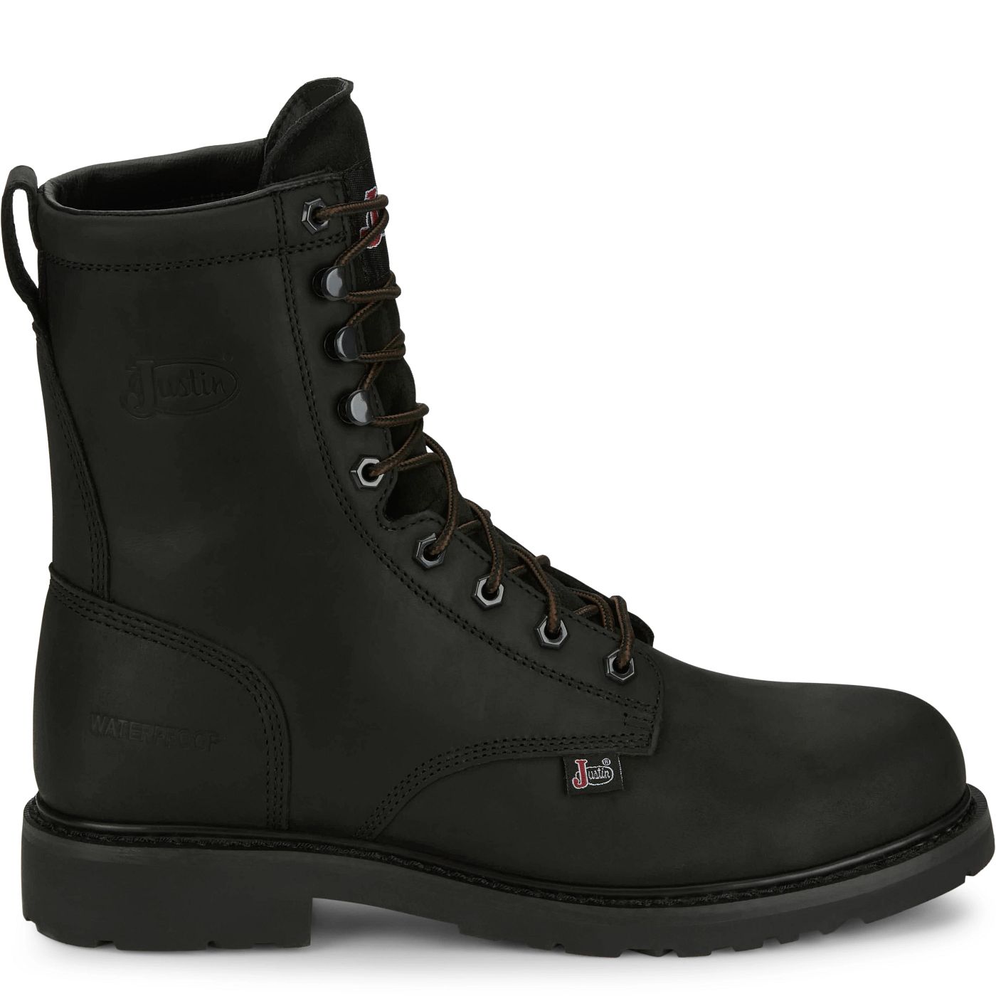 Justin Work Men's Truckton 8" Waterproof Steel Toe Boot - Onyx Black (SE636) - View 3