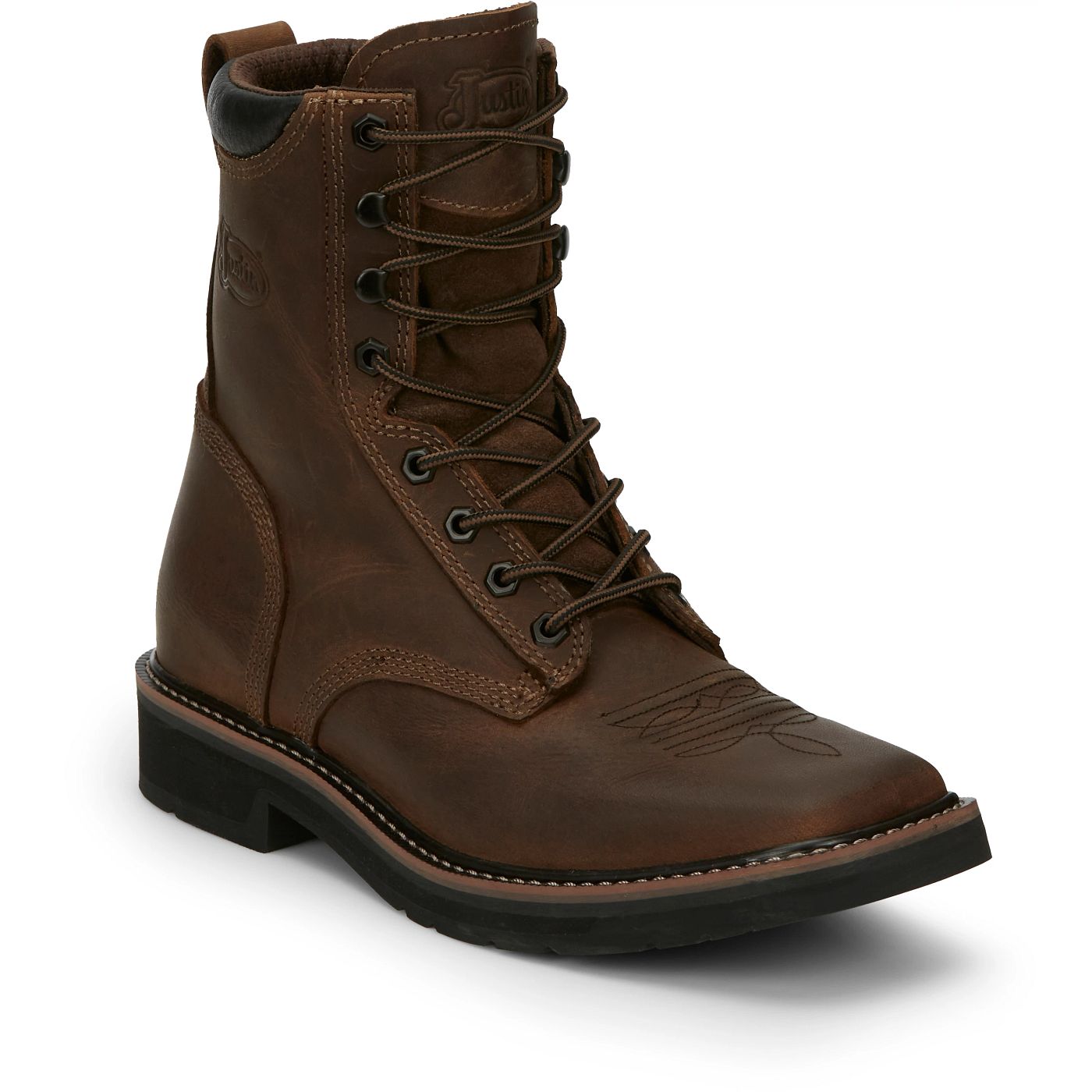 Justin Work Men's Pulley 8" Work Boot - Aged Bark Brown (SE681) - View 2