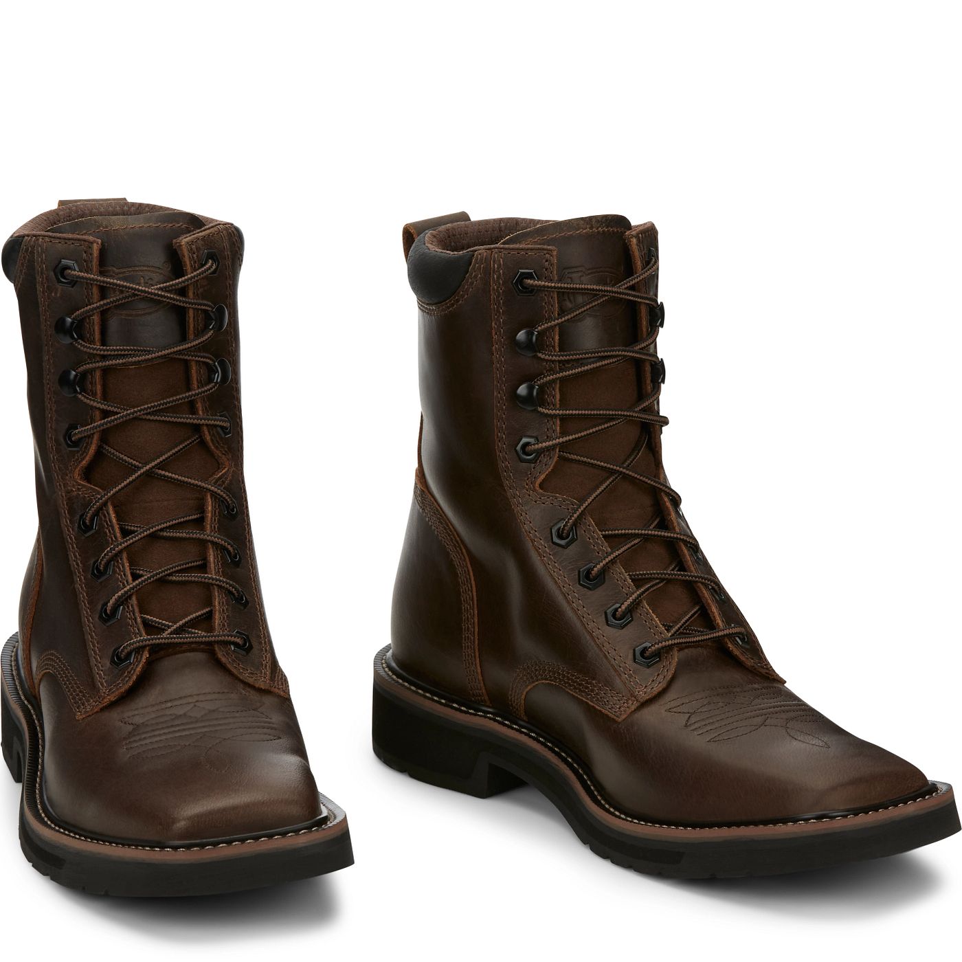Justin Work Men's Pulley 8" Work Boot - Aged Bark Brown (SE681) - Front View