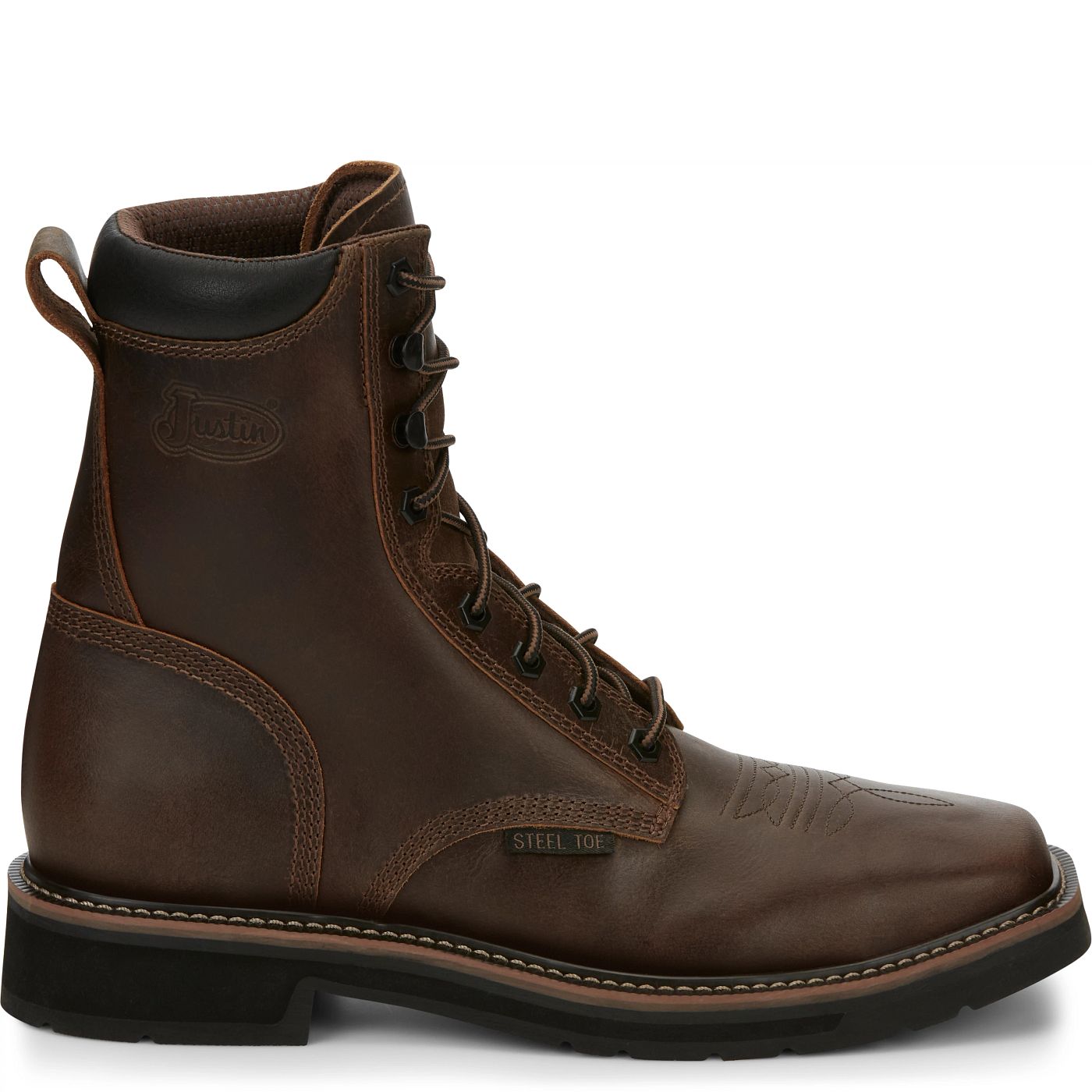 Justin Work Men's Pulley 8" Steel Toe Boot - Aged Bark Brown (SE682) - View 3