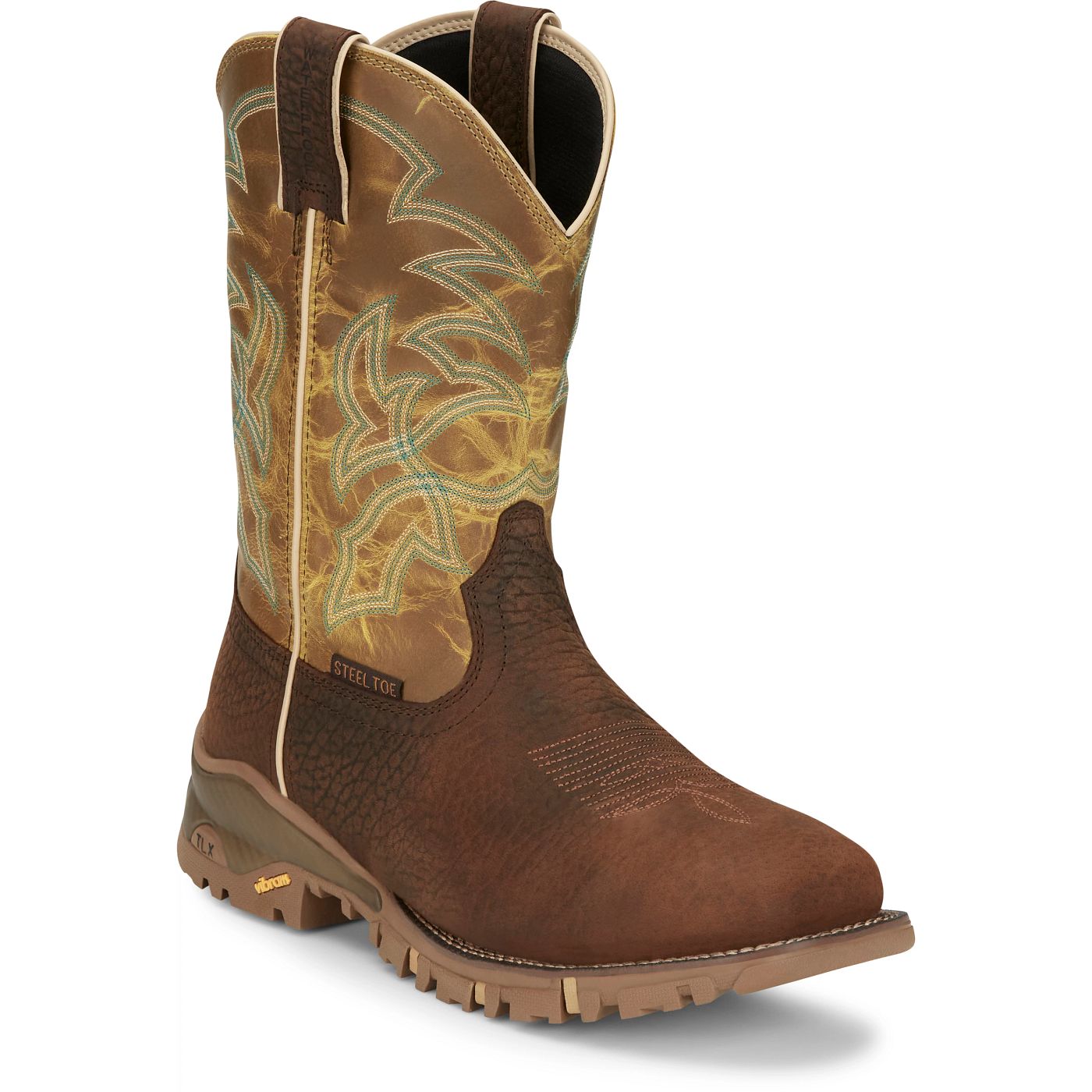 Tony Lama Men's 11" Roustabout Steel Toe Work Boot Apple Green (TW5006)