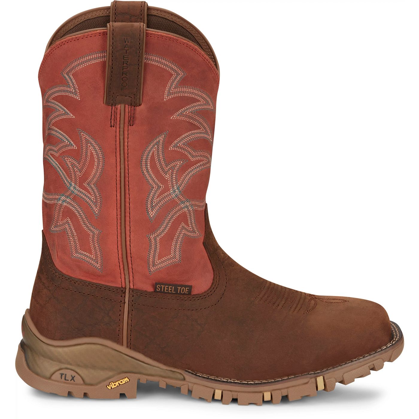 Tony Lama Men's 11" Roustabout Steel Toe Work Boot Chili Red (TW5007)