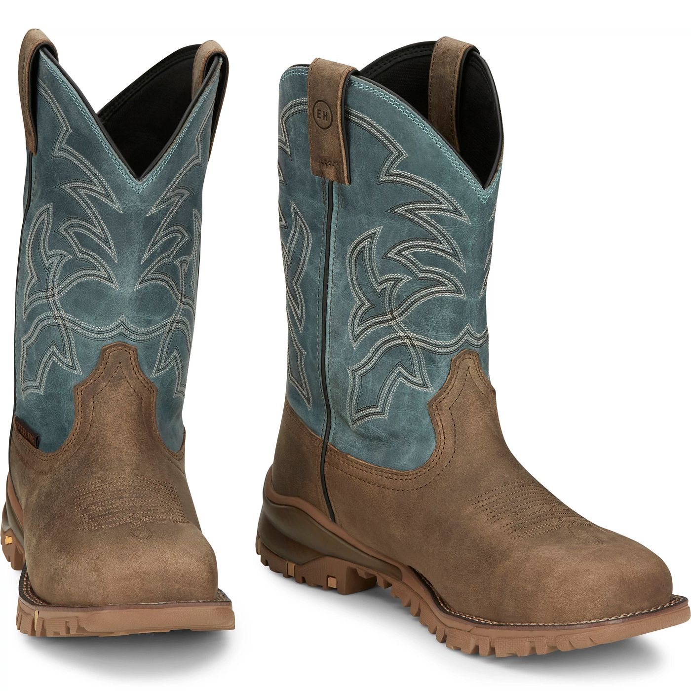 Tony Lama Men's 11" Roustabout Steel Toe Work Boot Mineral Blue (TW5008) - Front View