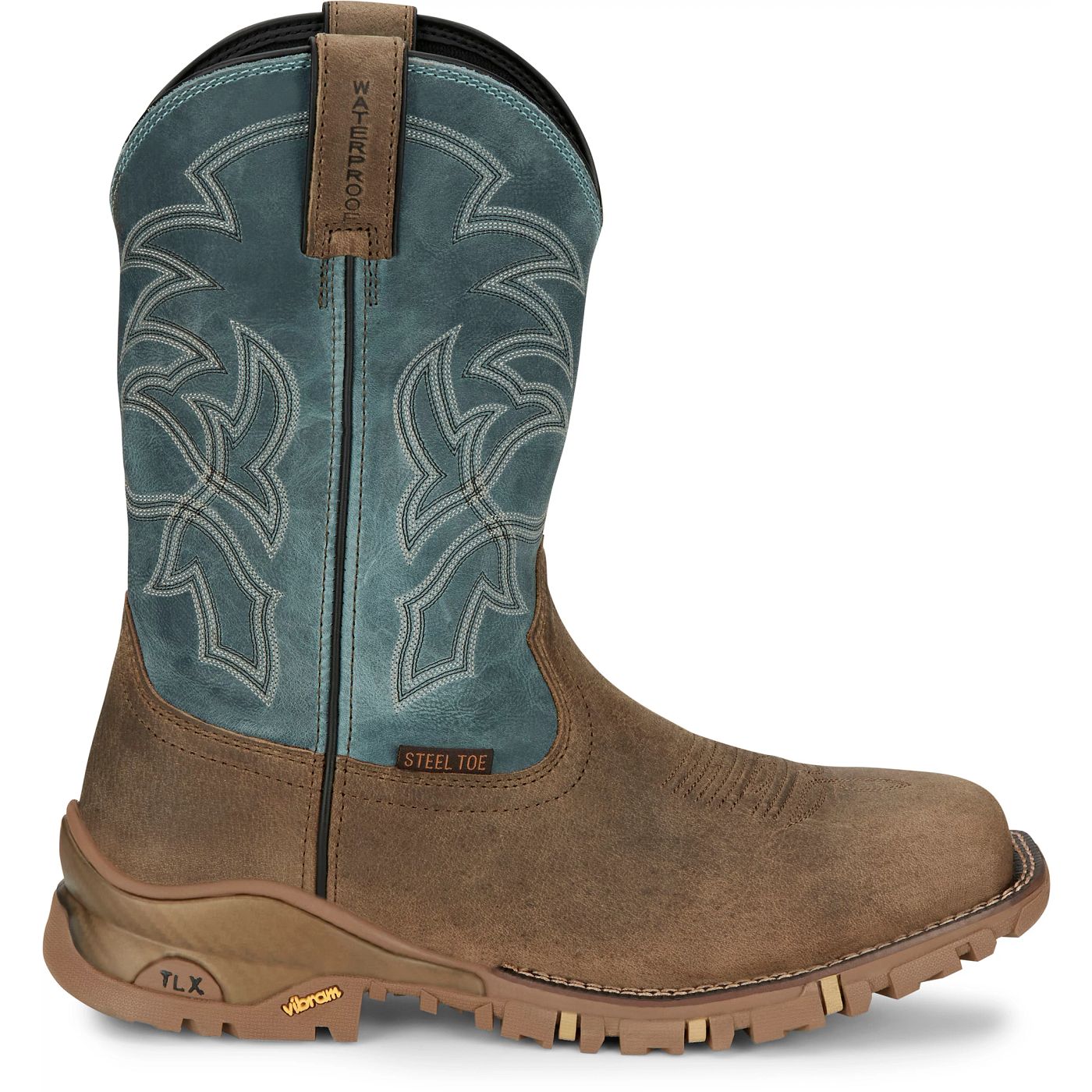 Tony Lama Men's 11" Roustabout Steel Toe Work Boot Mineral Blue (TW5008)