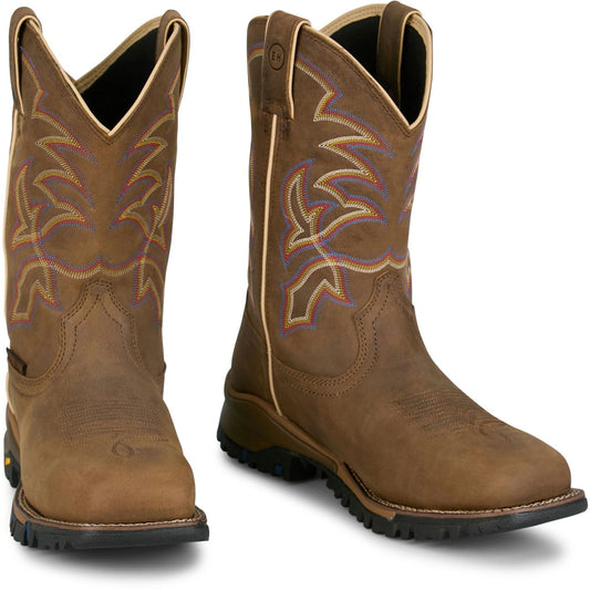 Tony Lama Men's 11" Roustabout Steel Toe Work Boot Tan (TW5022) - Front View