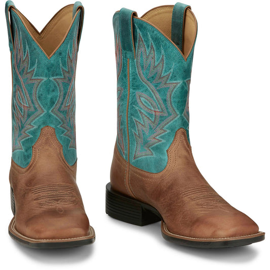 Justin Boots Men's Zeke 11" Western Boot - Turquoise (UN7130) - Front View