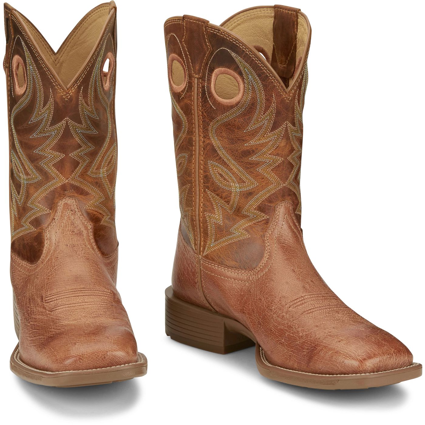 Justin Boots Men's Roswell 11" Smooth Ostrich Boot - Cognac (UN8750) - Front View