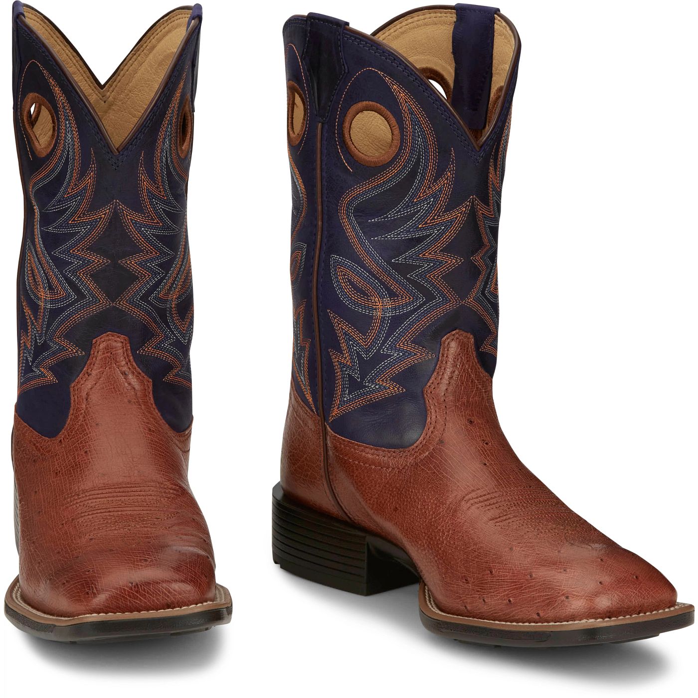 Justin Boots Men's Roswell 11" Smooth Ostrich Boot - Brandy (UN8751) - Front View