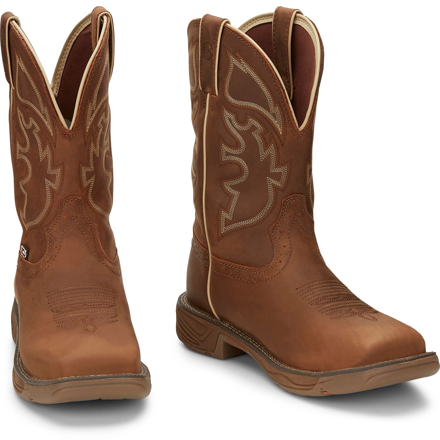 Justin Work Men's Rush 11" Waterproof Boot - Tan (WK4330) - Front View
