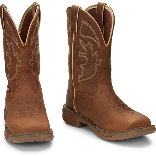 Justin Work Men's Rush 11" Waterproof Boot - Tan (WK4330) - Front View