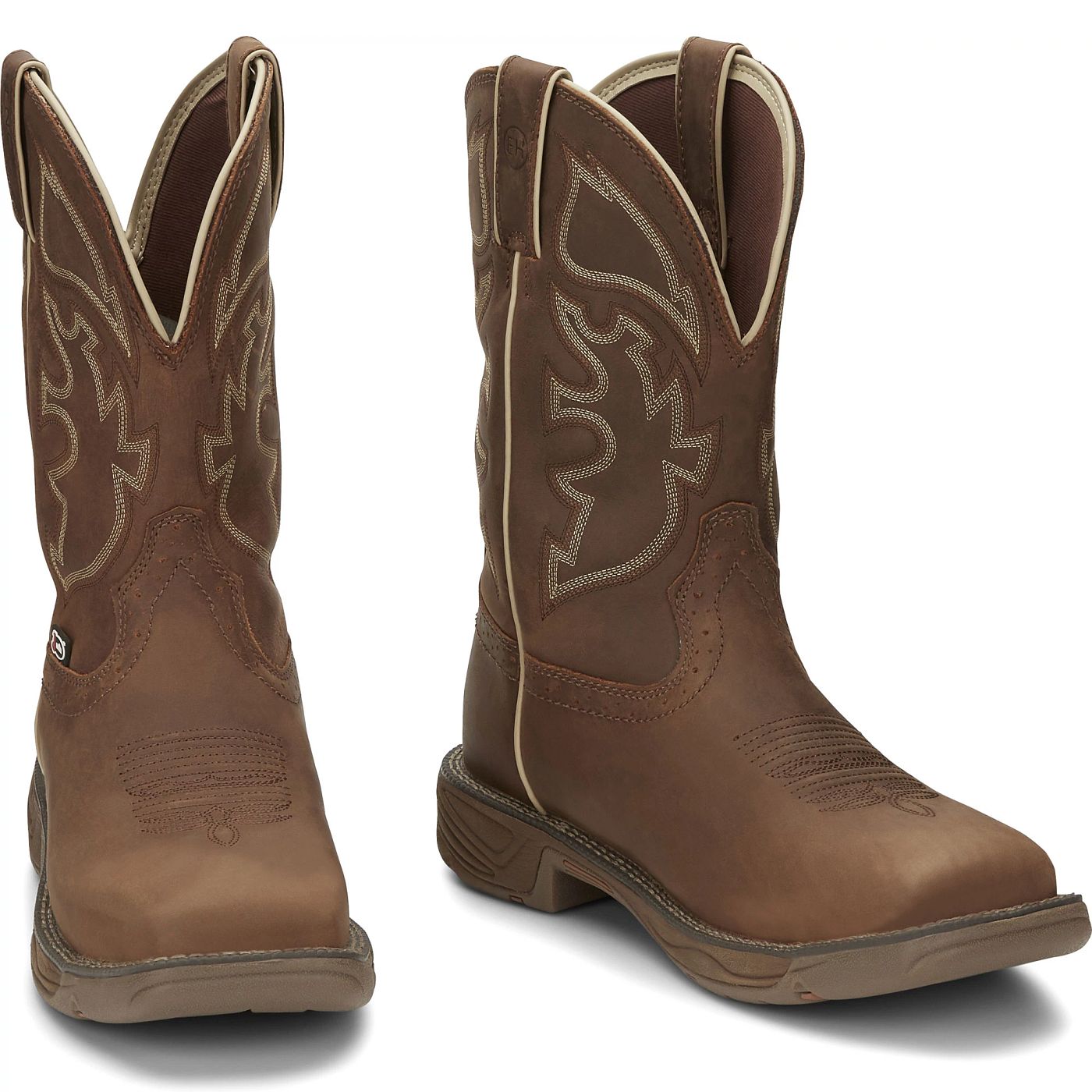 Justin Work Men's Rush 11" Waterproof Steel Toe Boot - Tan (WK4331) - Front View
