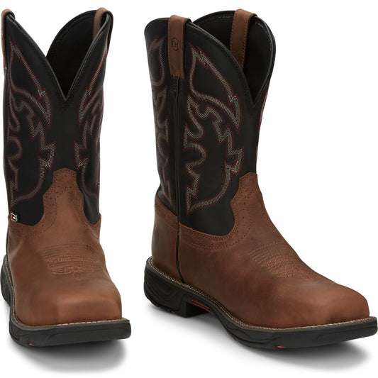Justin Work Men's Rush 11" Waterproof Comp Toe Boot - Tan (WK4337) - Front View