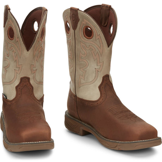 Justin Work Men's Rush 11" Waterproof Nano Comp Toe Boot - Rust (WK4338) - Front View