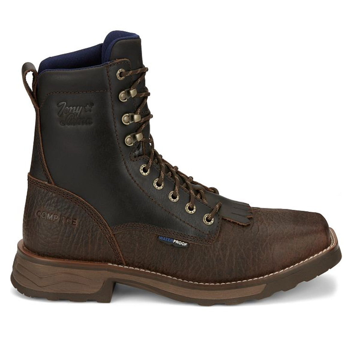 Tony Lamas Men's Footwear Work High Range 8" Waterproof Comp Toe Color Pecan image 2