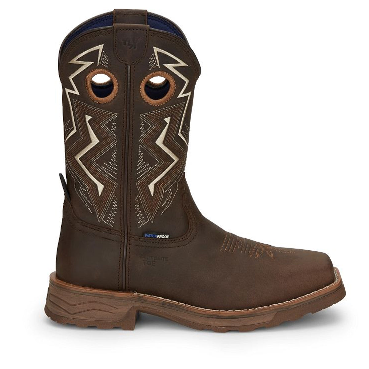 Tony Lamas Men's Footwear Work Force 11" Wide Square Composite Toe Waterproof Work Boot Color Walnut image 2