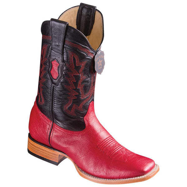 Los Altos Boots Mens #8279712 Wide Square Toe | Genuine Smooth Ostrich Leather Boots | Color Red