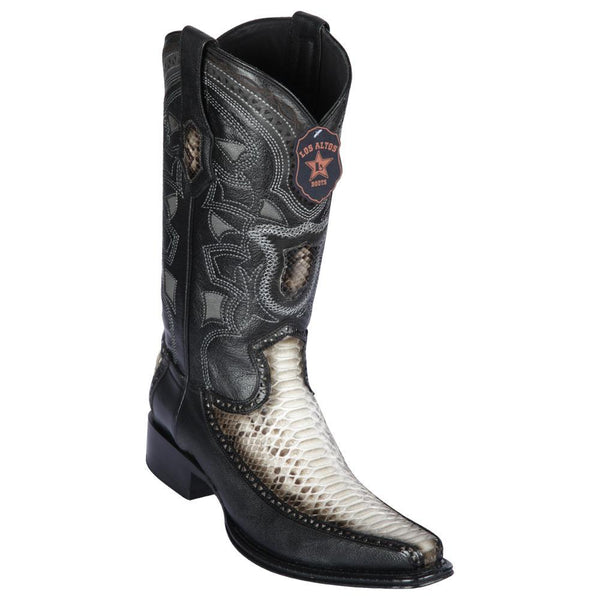 Los Altos Boots Mens #76F5749 European Square Toe | Genuine Python and Deer Boots | Color Natural