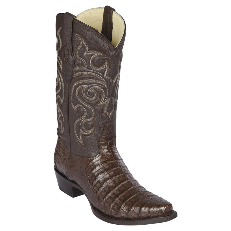 Los Altos Boots Mens #948207 Snip Toe | Genuine Caiman Belly Boots | Color Brown