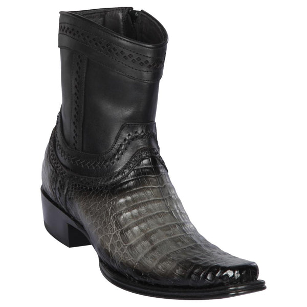 Los Altos Boots Mens #76B8238 Low Shaft European Square Toe | Genuine Caiman Belly Leather Boots | Color Faded Gray