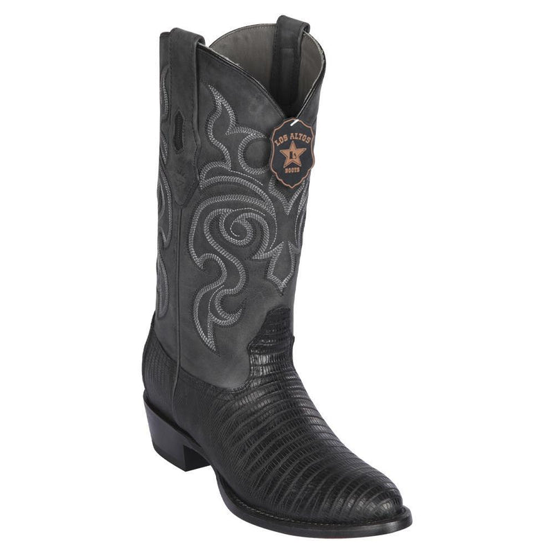 Los Altos Boots Mens #65G0705 Round Toe | Genuine Teju Lizard Boots Handcrafted | Color Black