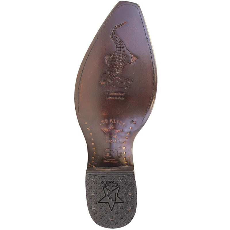 Los Altos Boots Mens #94R8216 Snip Toe | Genuine Caiman Belly Boots | Color Faded Brown