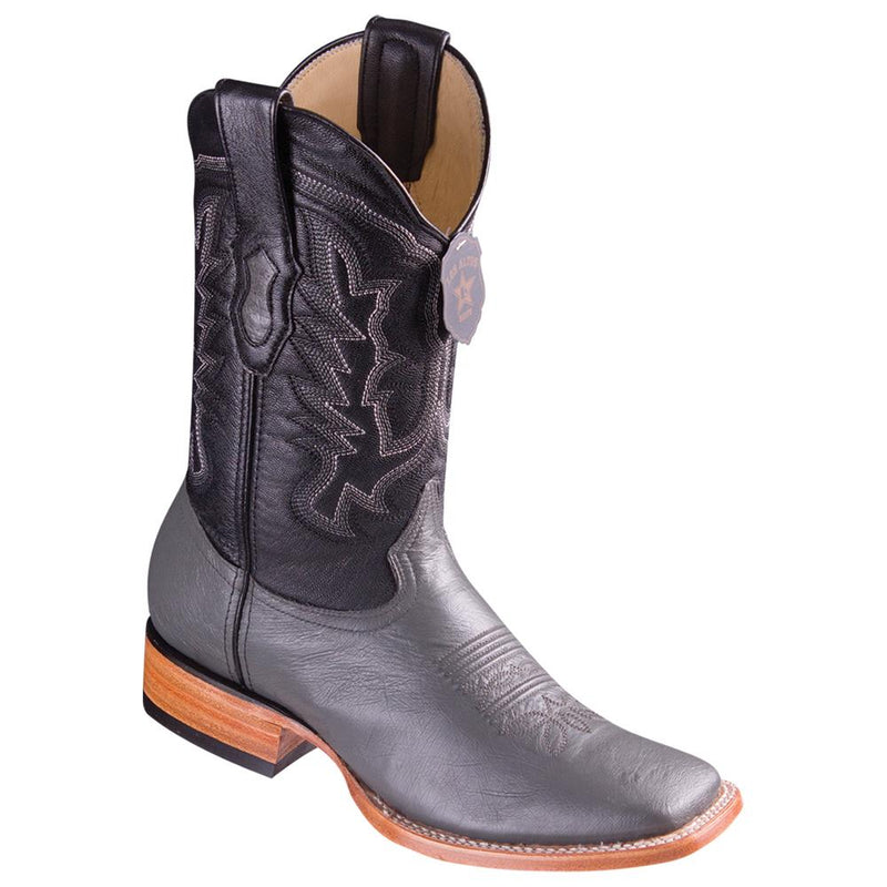 Los Altos Boots Mens #8279709 Wide Square Toe | Genuine Smooth Ostrich Leather Boots | Color Gray